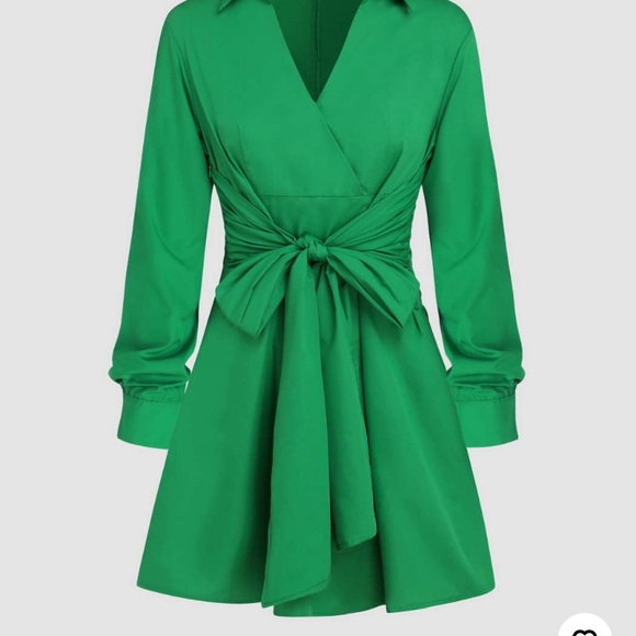 Large green top/ dress Vneck long sleeve - Picture 1 of 12